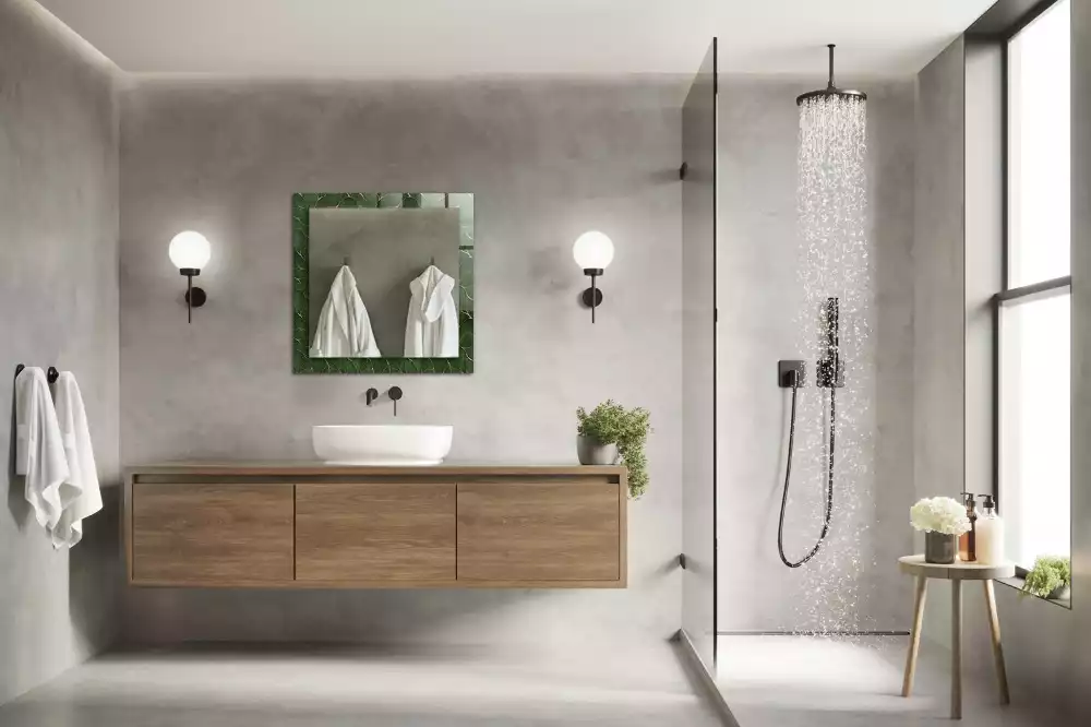 Espelho decorado Padrão de folhas verdes