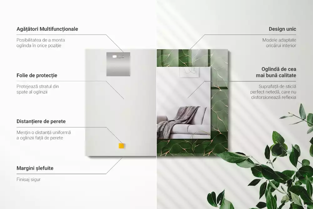 Espelho decorado Padrão de folhas verdes