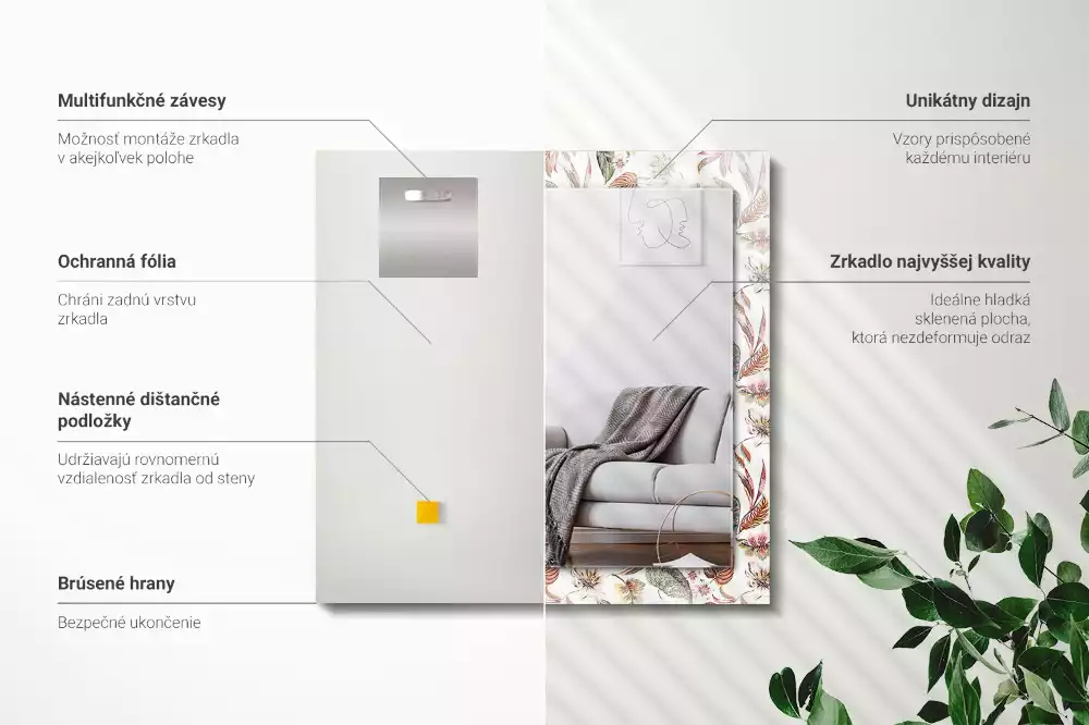 Espelho decorado Flores e folhas