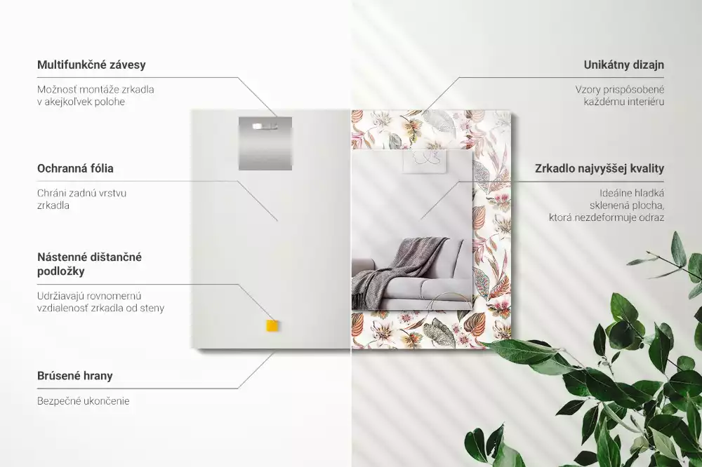 Espelho decorado Flores e folhas