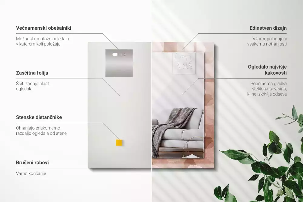 Espelho com moldura decorada Flores peônias