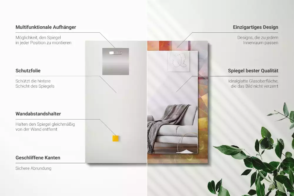 Espelho decorativo Espiral fractal colorida