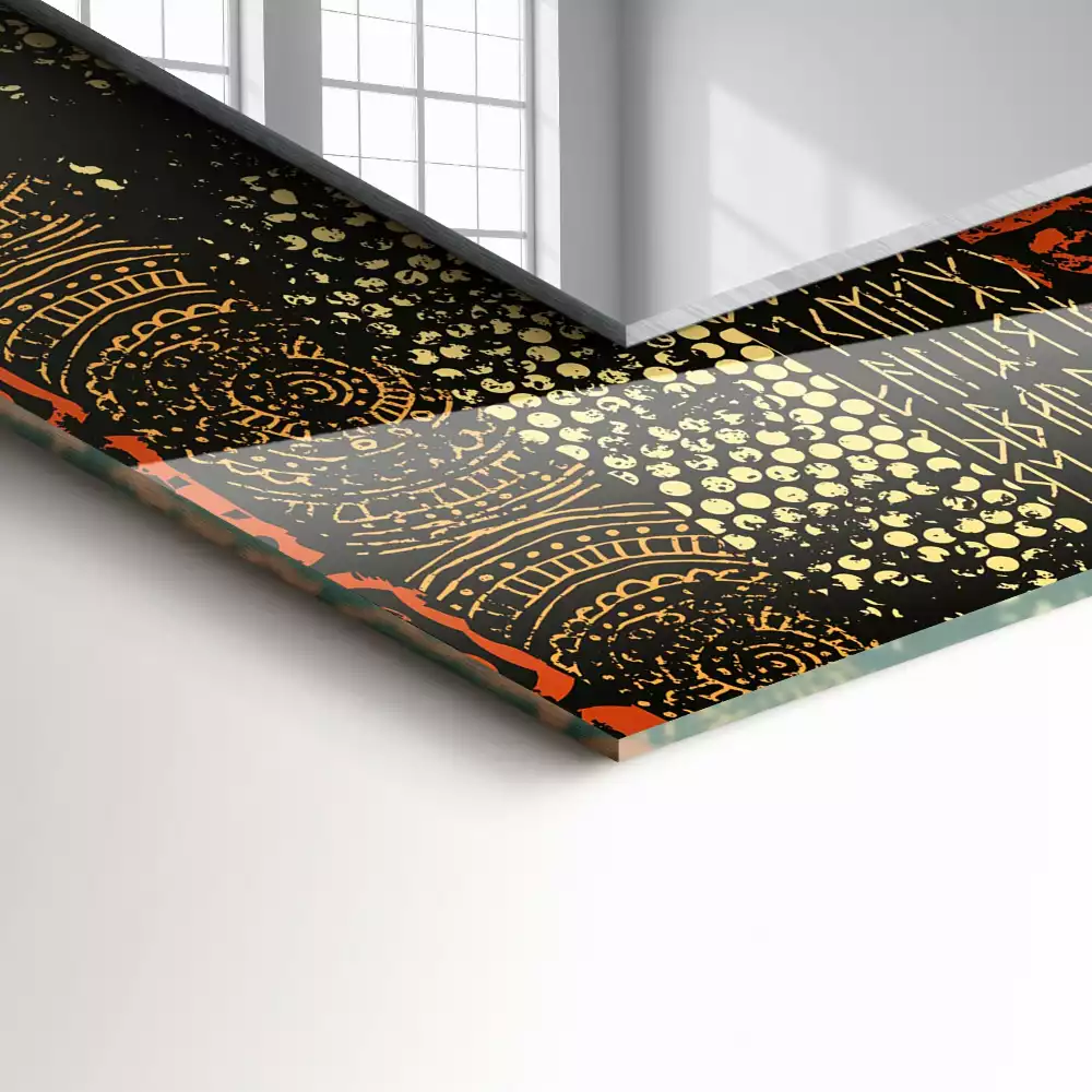 Espelho com moldura decorada Padrão de ornamento étnico
