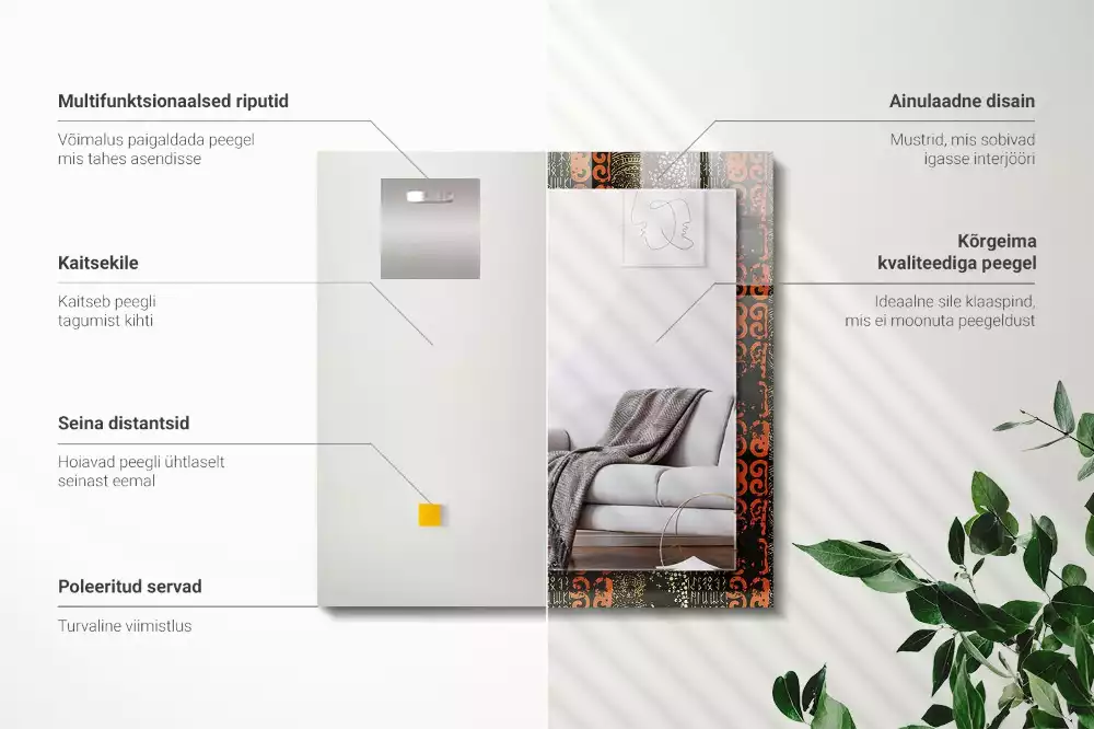 Espelho com moldura decorada Padrão de ornamento étnico