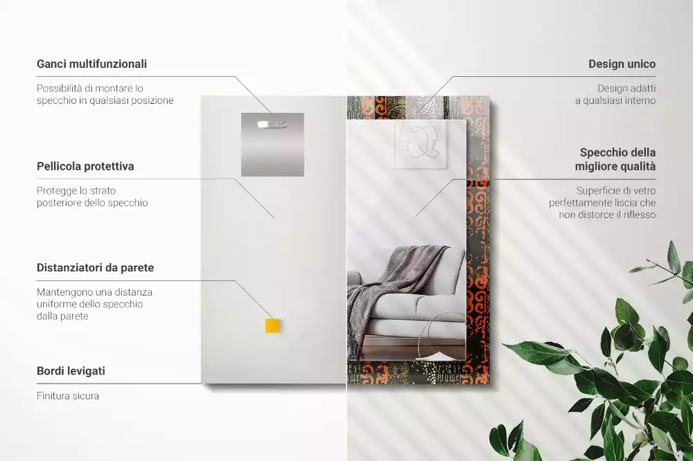 Espelho com moldura decorada Padrão de ornamento étnico