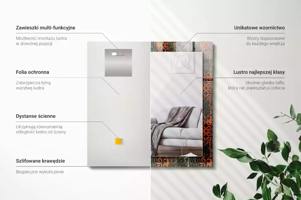 Espelho com moldura decorada Padrão de ornamento étnico