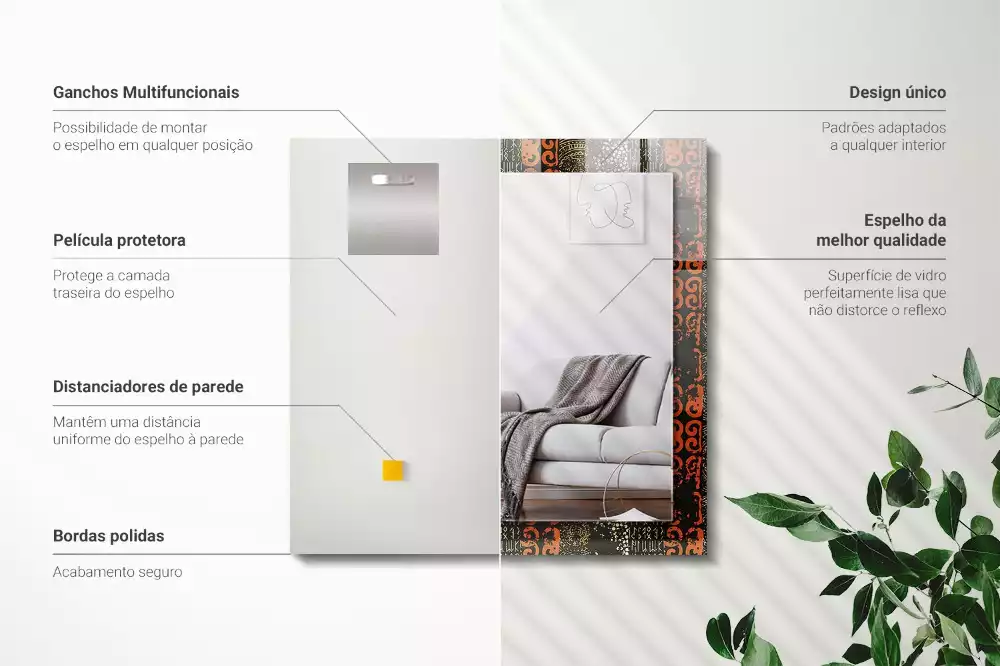 Espelho com moldura decorada Padrão de ornamento étnico