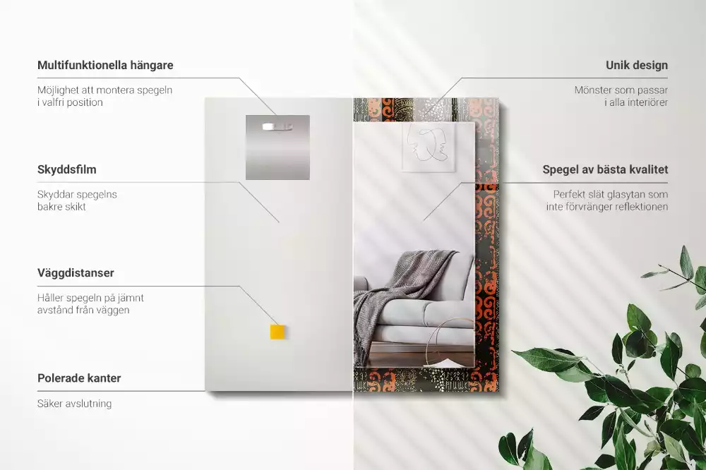 Espelho com moldura decorada Padrão de ornamento étnico