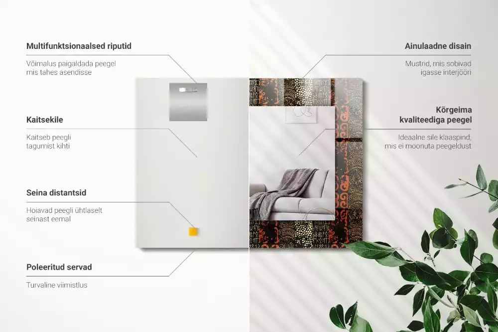 Espelho com moldura decorada Padrão de ornamento étnico