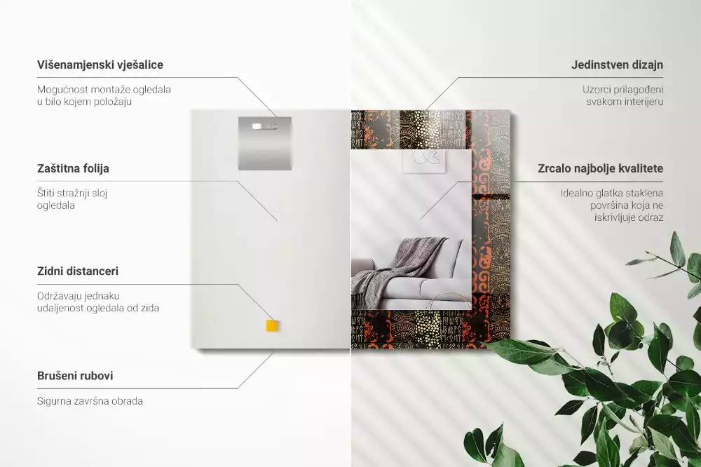 Espelho com moldura decorada Padrão de ornamento étnico