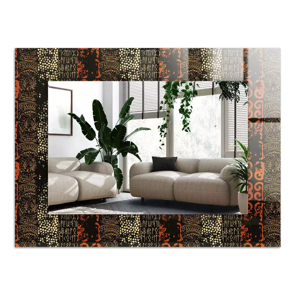 Espelho com moldura decorada Padrão de ornamento étnico