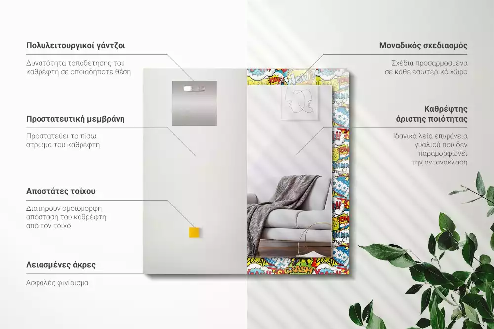 Espelho decorativo Balões de fala coloridos e cômicos