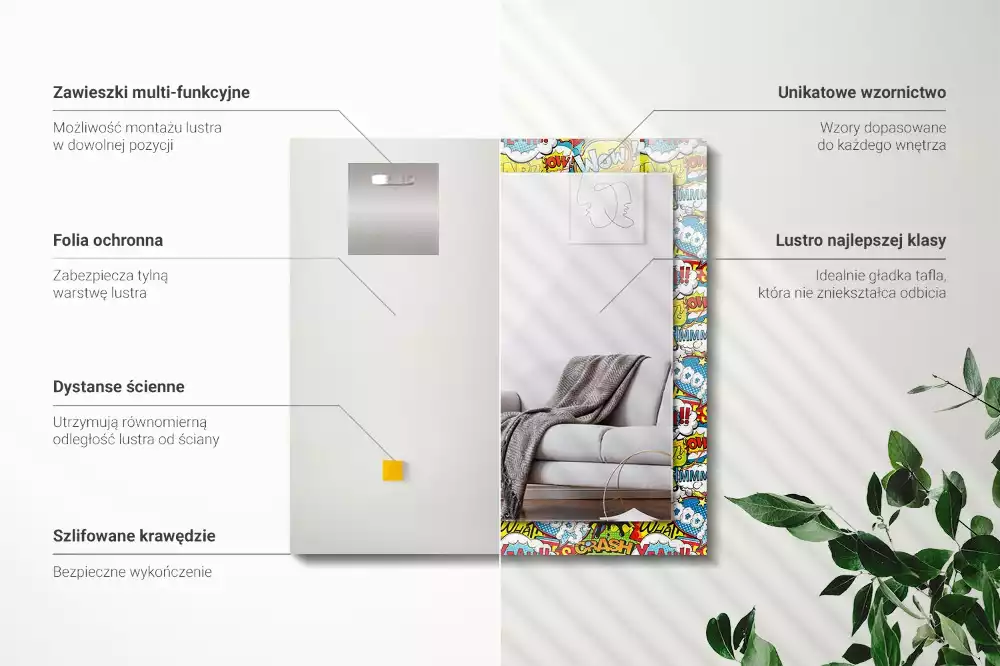 Espelho decorativo Balões de fala coloridos e cômicos