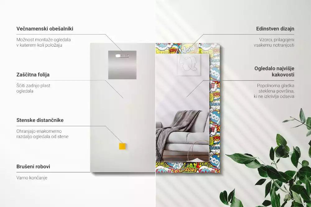 Espelho decorativo Balões de fala coloridos e cômicos