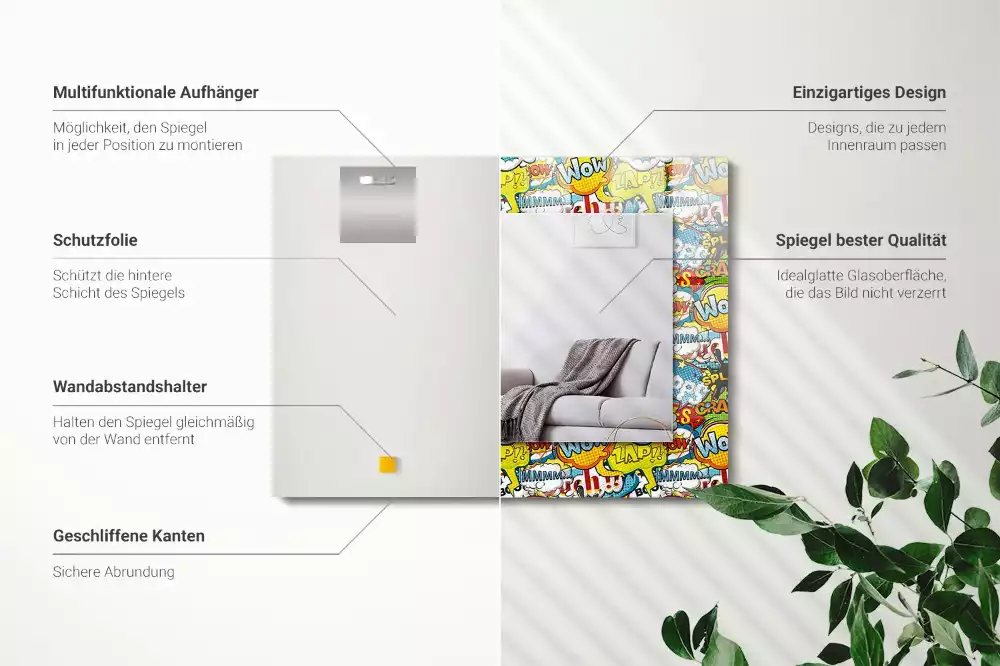 Espelho decorativo Balões de fala coloridos e cômicos