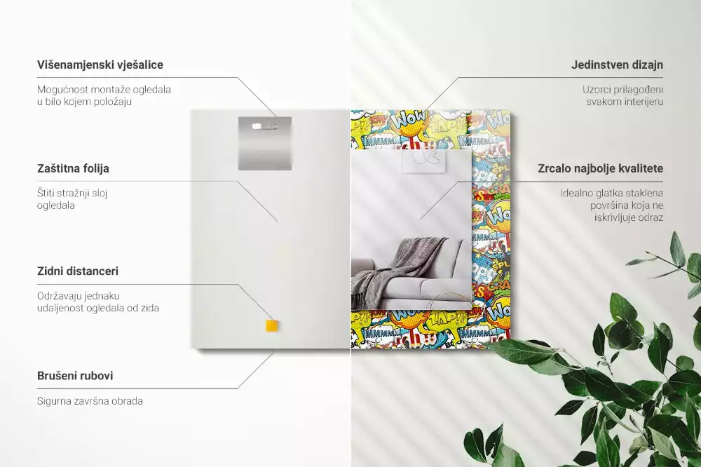 Espelho decorativo Balões de fala coloridos e cômicos