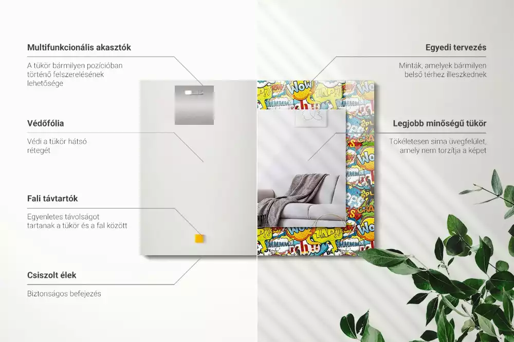 Espelho decorativo Balões de fala coloridos e cômicos