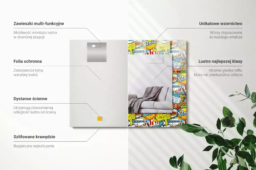 Espelho decorativo Balões de fala coloridos e cômicos