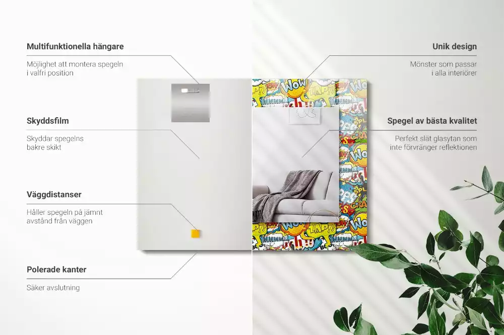 Espelho decorativo Balões de fala coloridos e cômicos