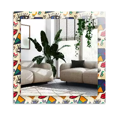 Espelho decorativo Olhos, boca, formas