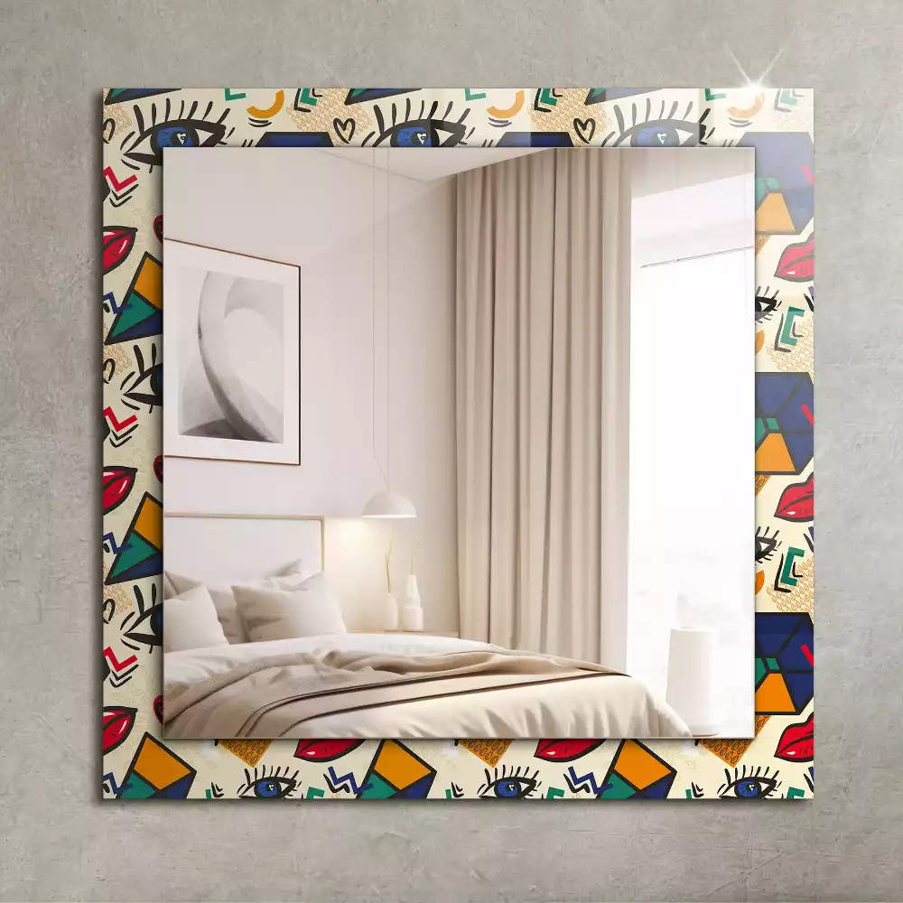 Espelho decorativo Olhos, boca, formas