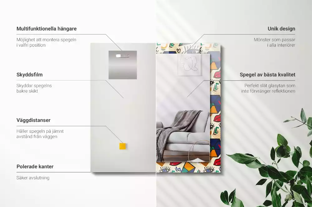 Espelho decorativo Olhos, boca, formas