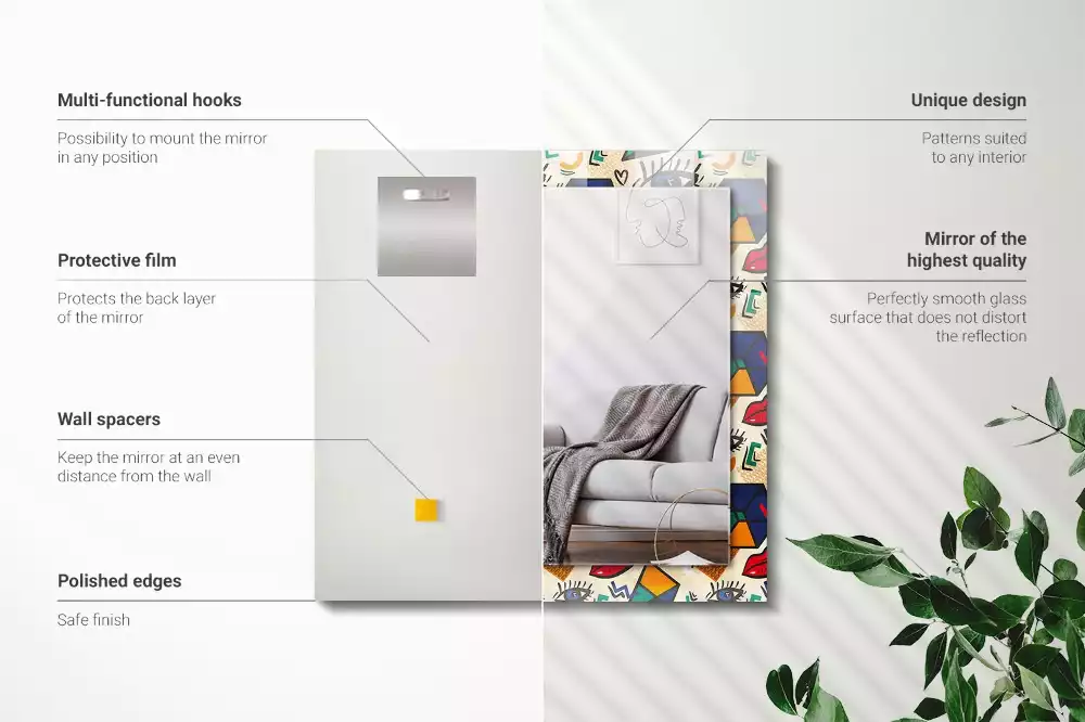 Espelho decorativo Olhos, boca, formas