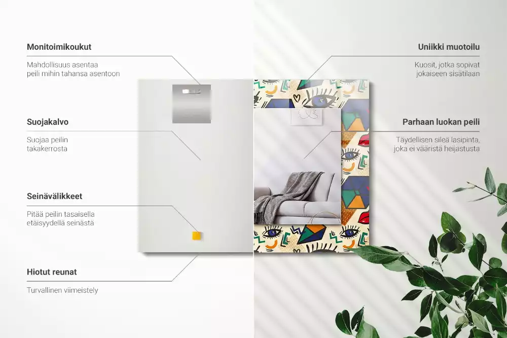 Espelho decorativo Olhos, boca, formas