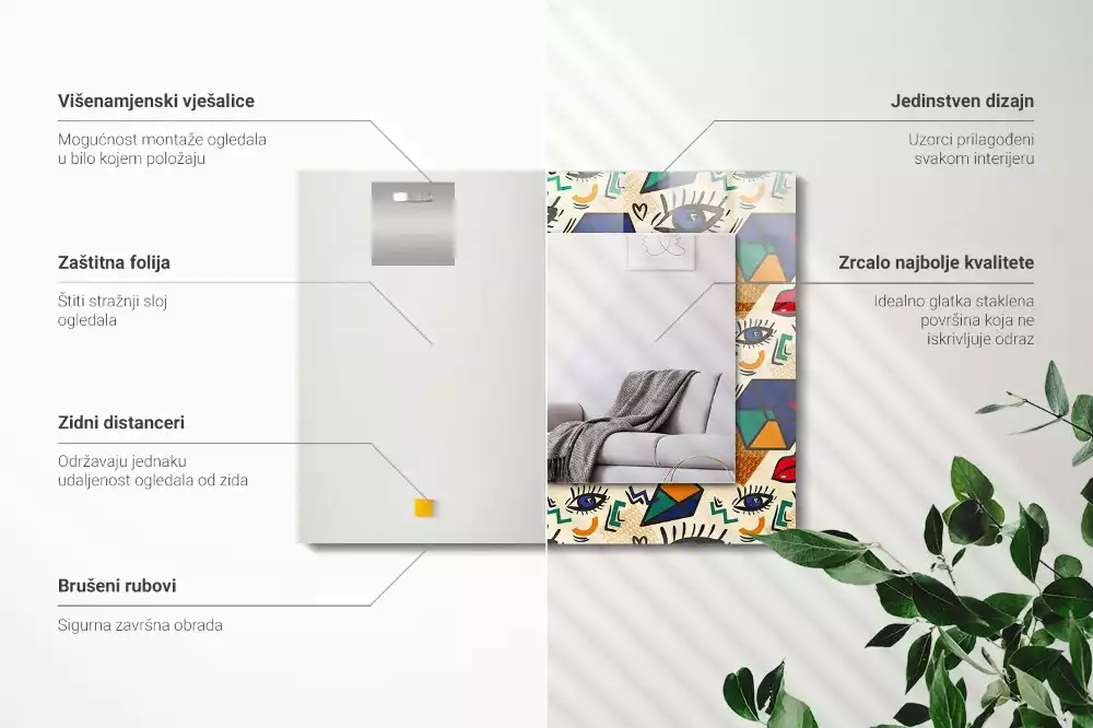 Espelho decorativo Olhos, boca, formas