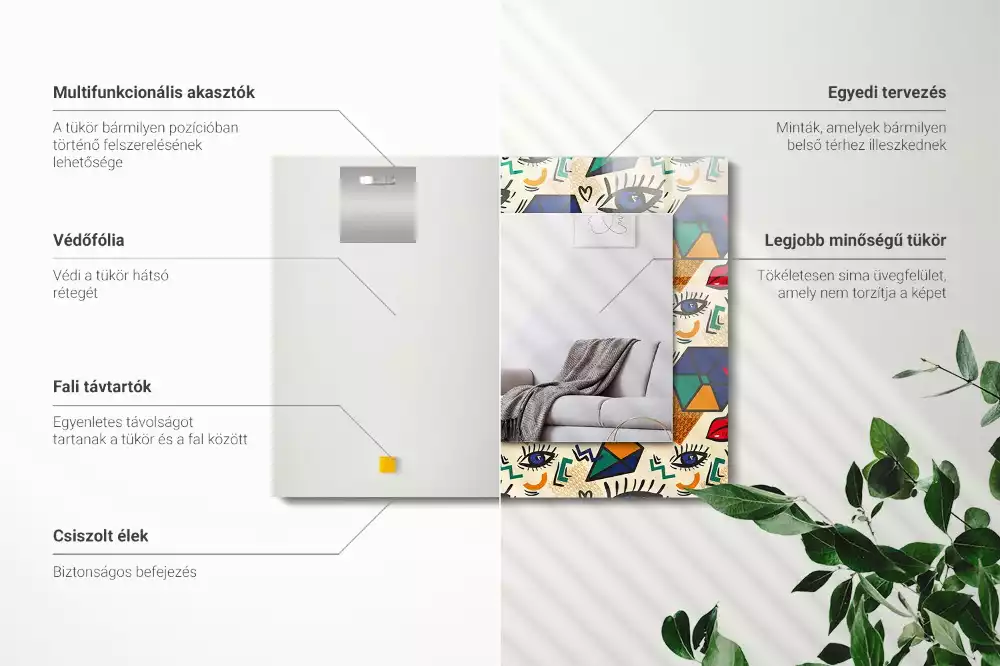 Espelho decorativo Olhos, boca, formas