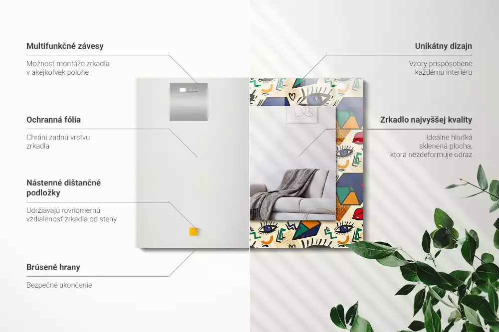 Espelho decorativo Olhos, boca, formas