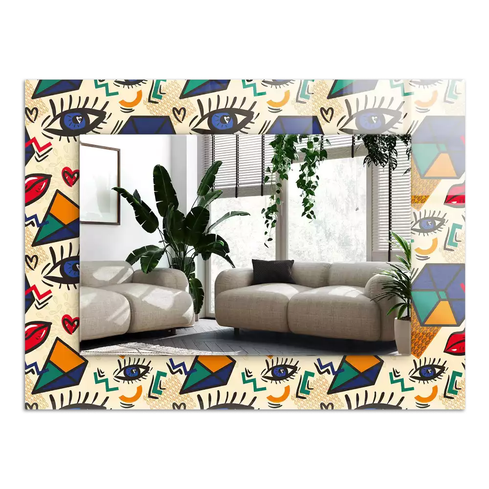 Espelho decorativo Olhos, boca, formas