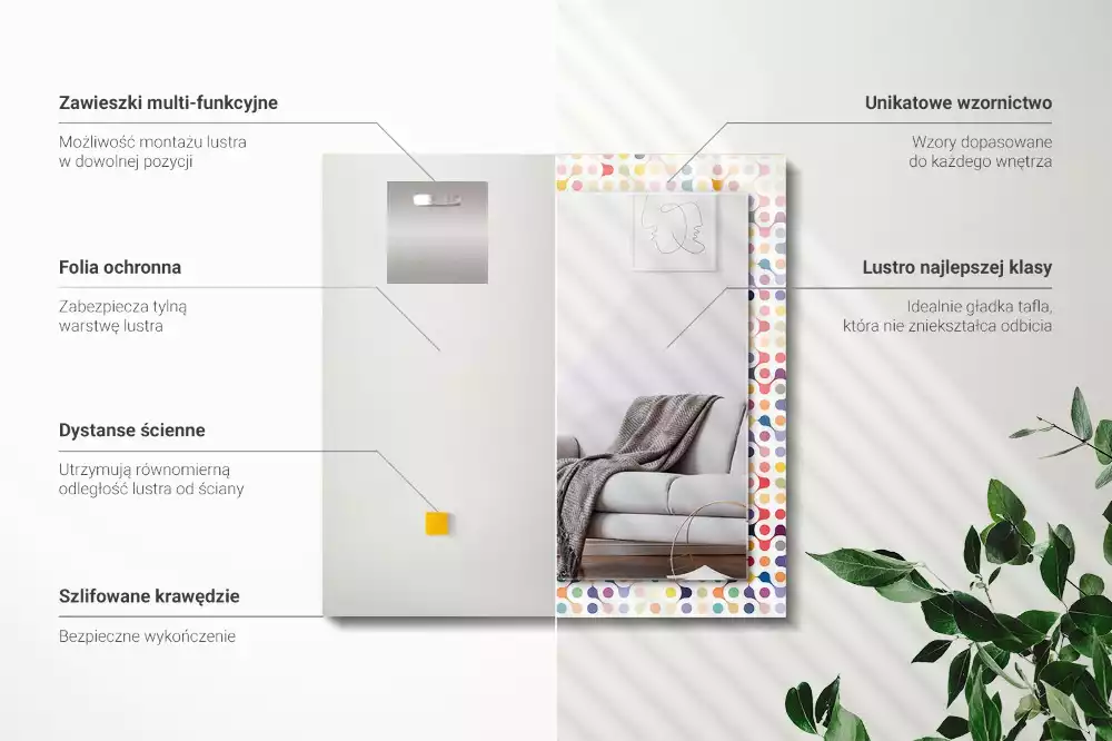 Espelho decorado Padrão geométrico colorido