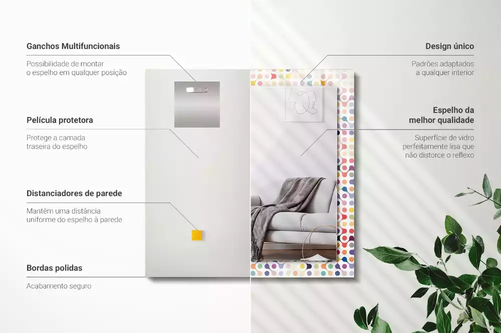 Espelho decorado Padrão geométrico colorido