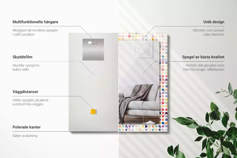 Espelho decorado Padrão geométrico colorido