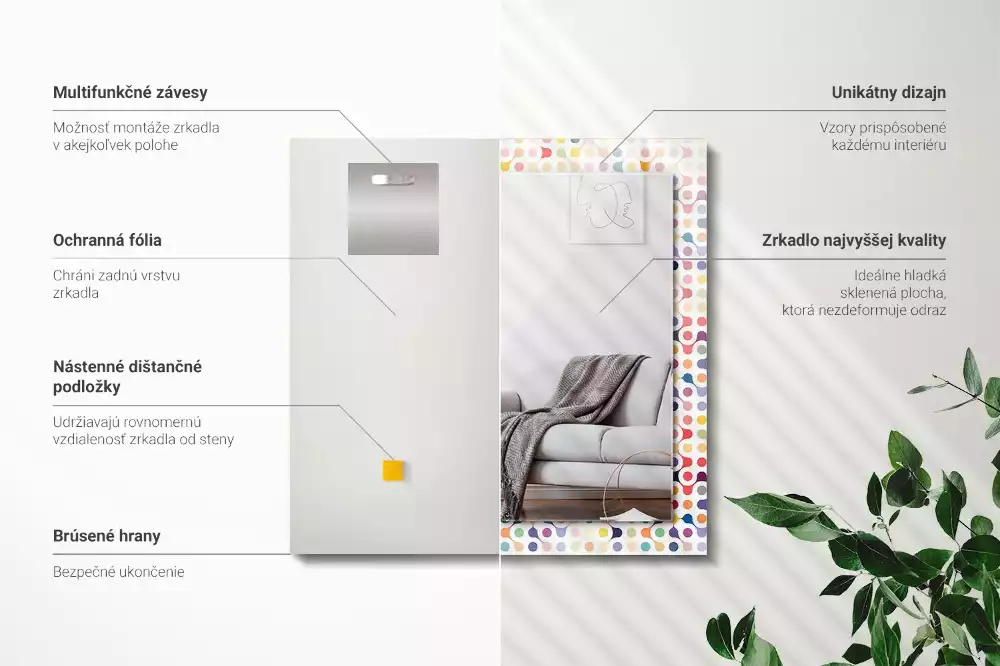 Espelho decorado Padrão geométrico colorido