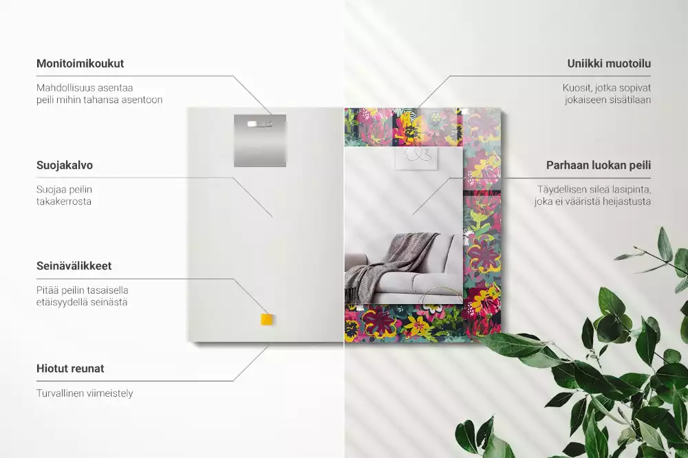 Espelho decorado Padrões florais coloridos