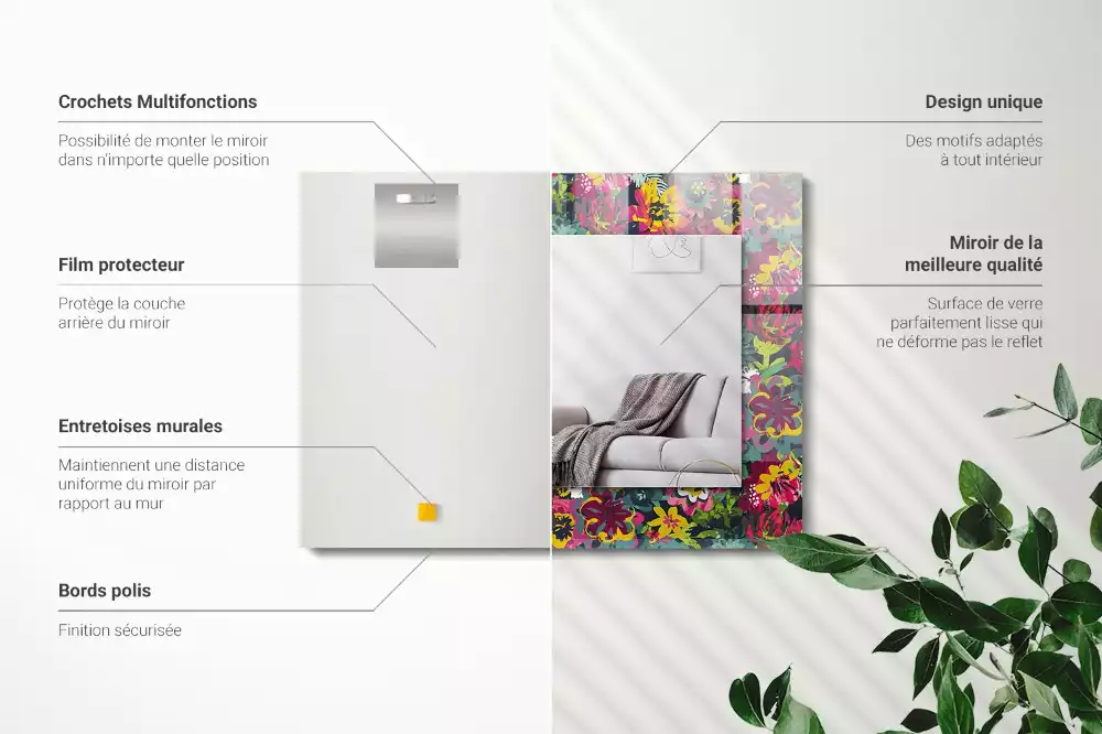 Espelho decorado Padrões florais coloridos