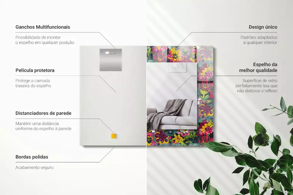 Espelho decorado Padrões florais coloridos