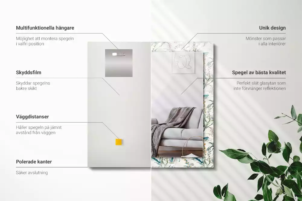 Espelho com moldura decorada Padrão floral em aquarela