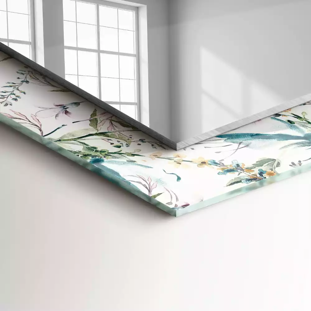 Espelho com moldura decorada Padrão floral em aquarela