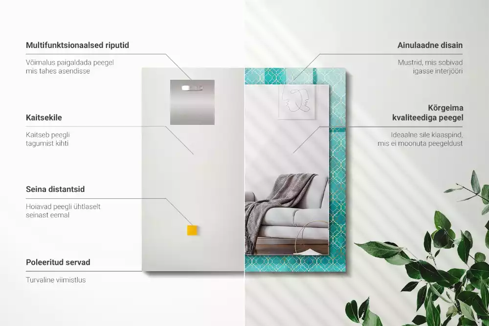 Espelho decorativo Padrão geométrico verde