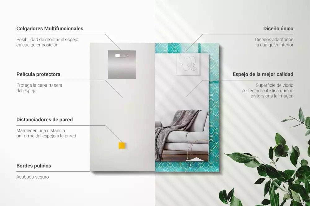 Espelho decorativo Padrão geométrico verde