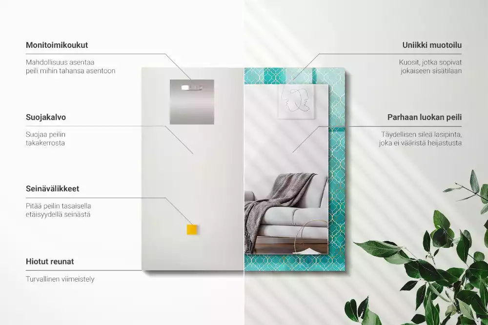 Espelho decorativo Padrão geométrico verde