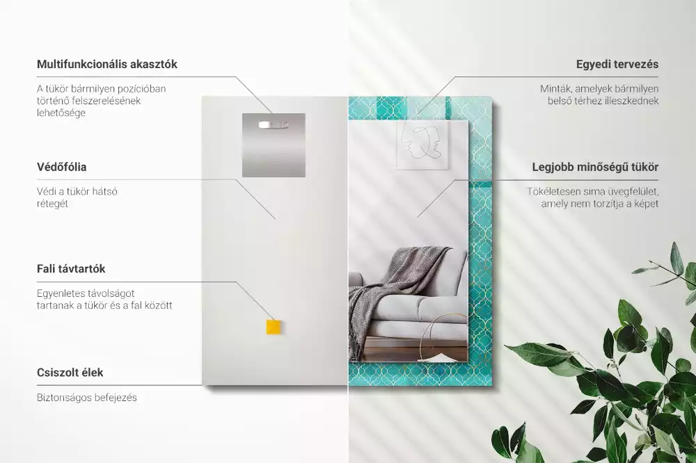 Espelho decorativo Padrão geométrico verde