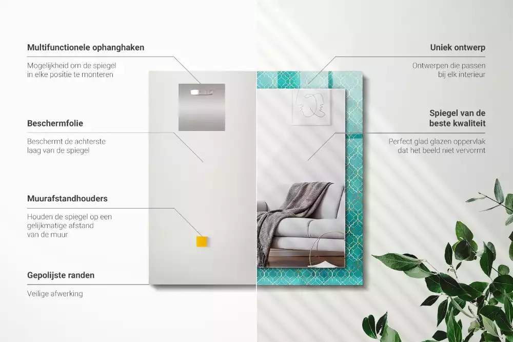 Espelho decorativo Padrão geométrico verde