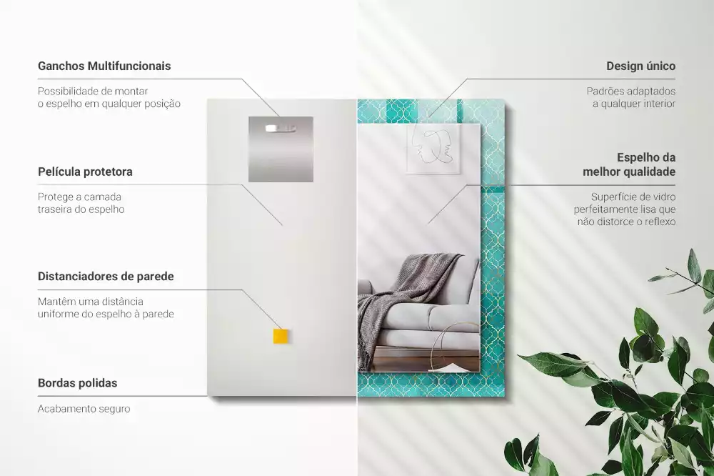 Espelho decorativo Padrão geométrico verde