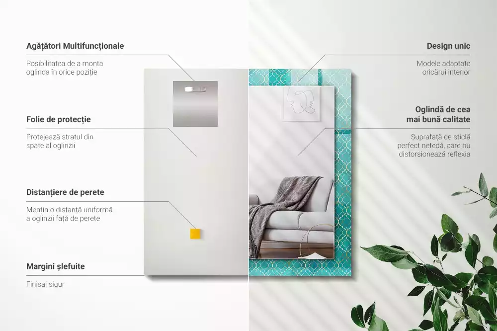 Espelho decorativo Padrão geométrico verde