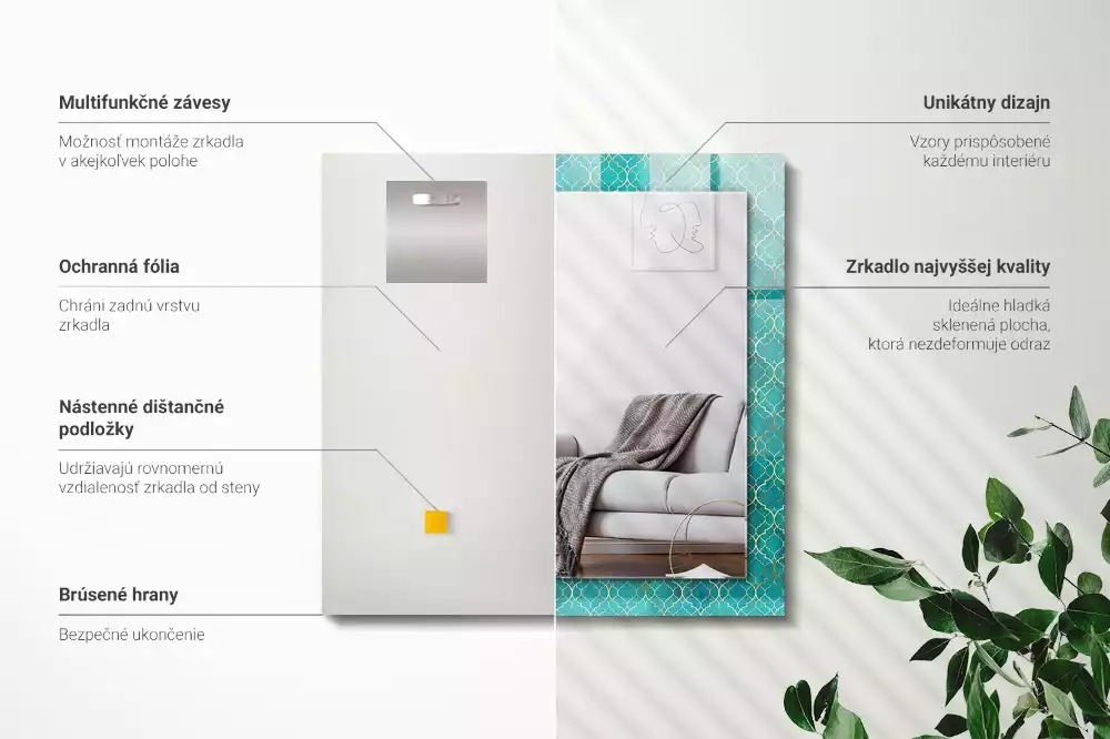 Espelho decorativo Padrão geométrico verde