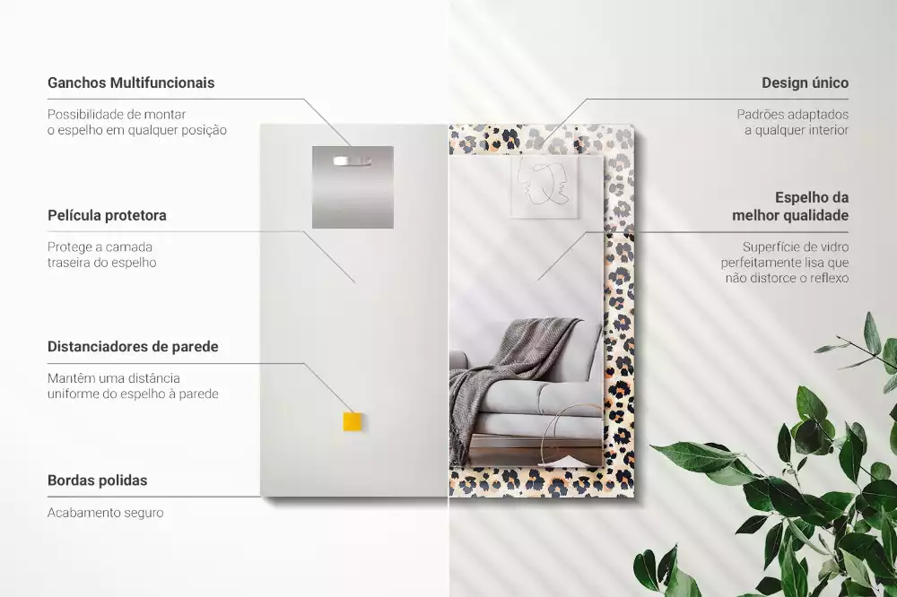 Espelho com moldura decorada Padrão leopardo